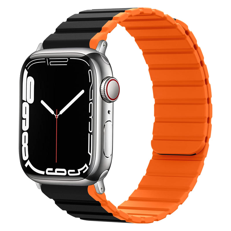 Magnetic Silicon Strap - Black/Orange